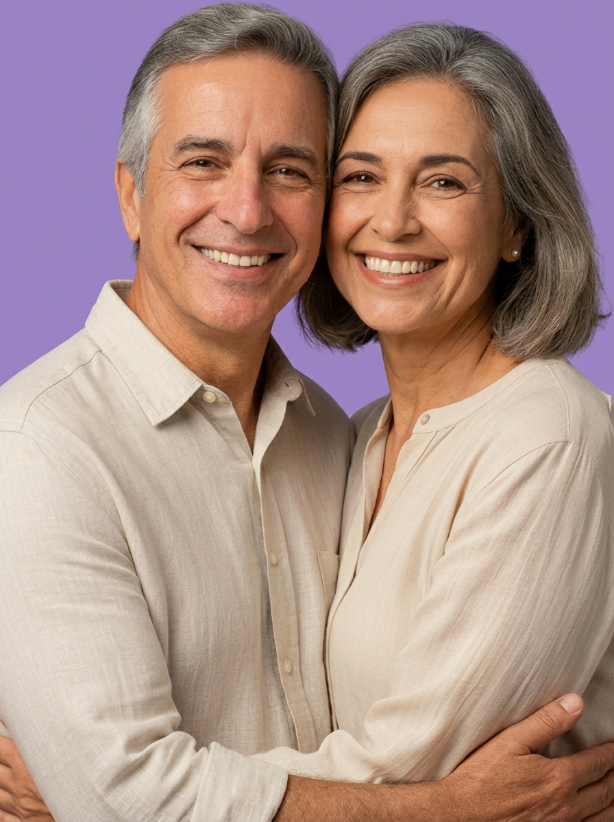 Casal por volta dos 50 anos representando o público-alvo da triagem preventiva